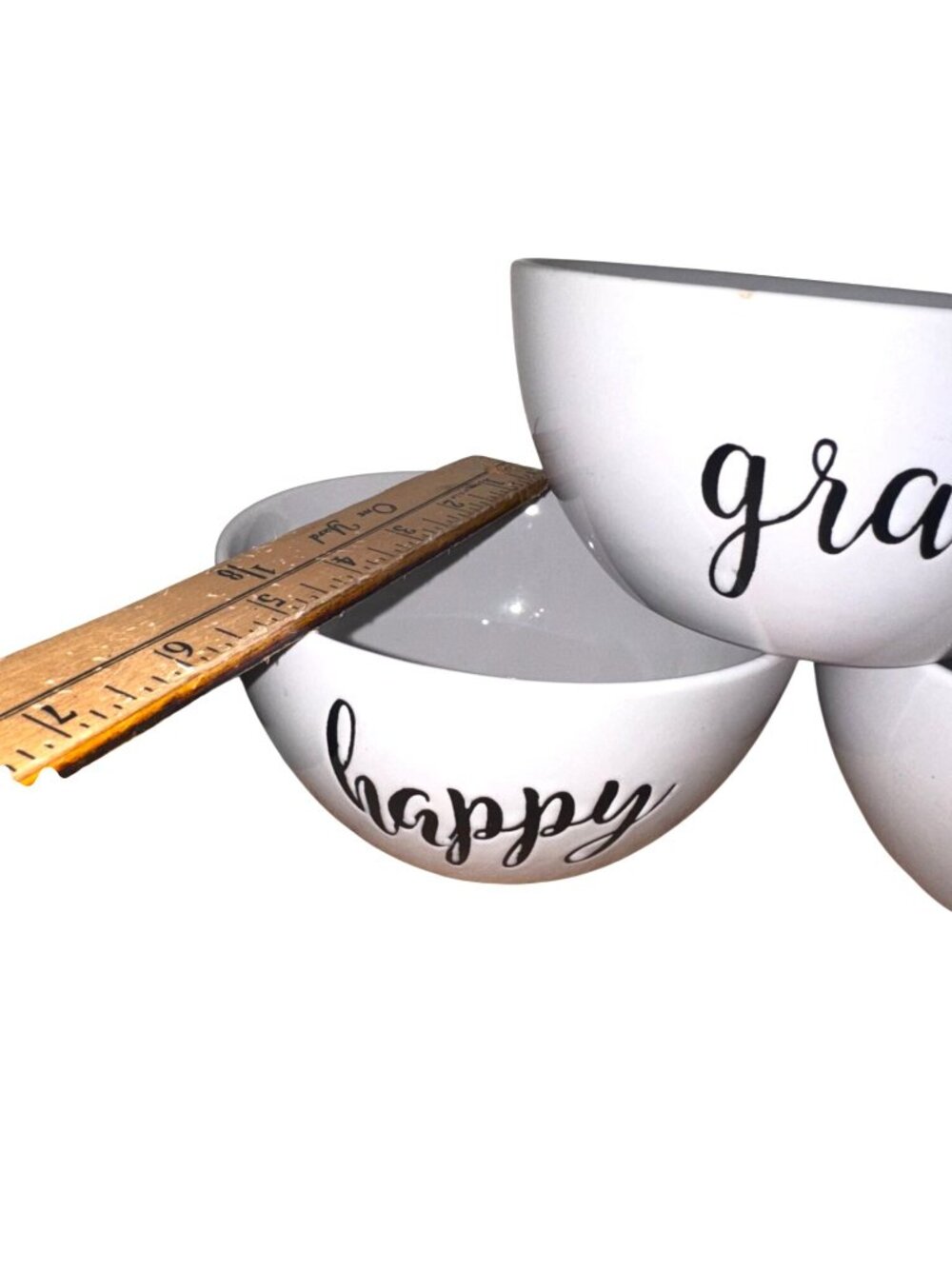 Set Of 5 Signature Housewares Ceramic Bowls With Inspirational Text: Happy Grate - Picture 6 of 6